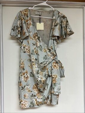 M Floral Wrap Dress in Sage Green by Dress Forum LA